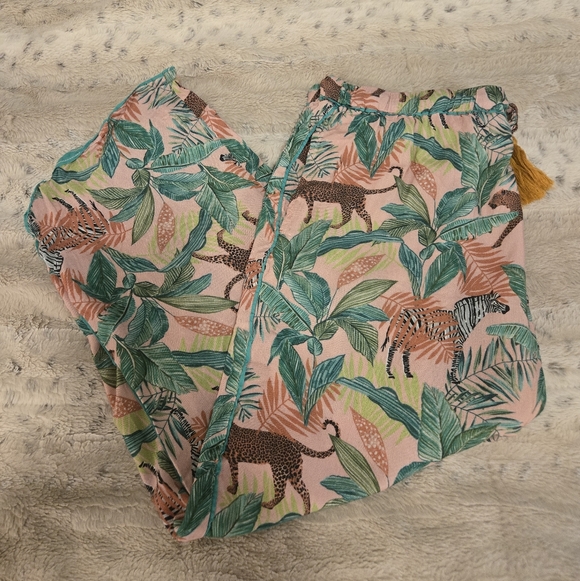 World Market Jungle/Animal Print Pajama Pants - Green and Peach - Picture 7 of 8
